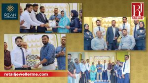 Rizan Gold & Diamonds employees receive recognition during a staff appreciation event at Safari Mall Sharjah.